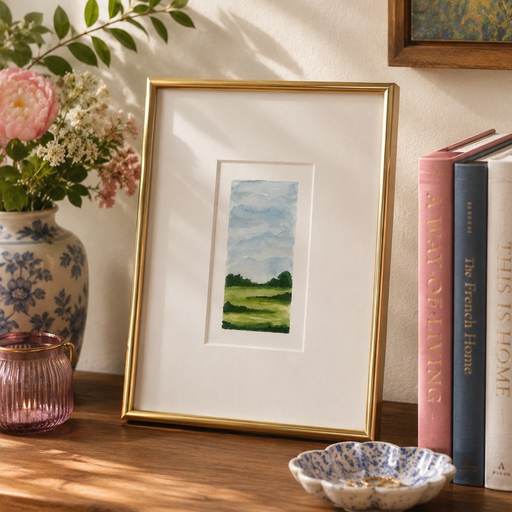 Mini Watercolor Painting Original Framed
